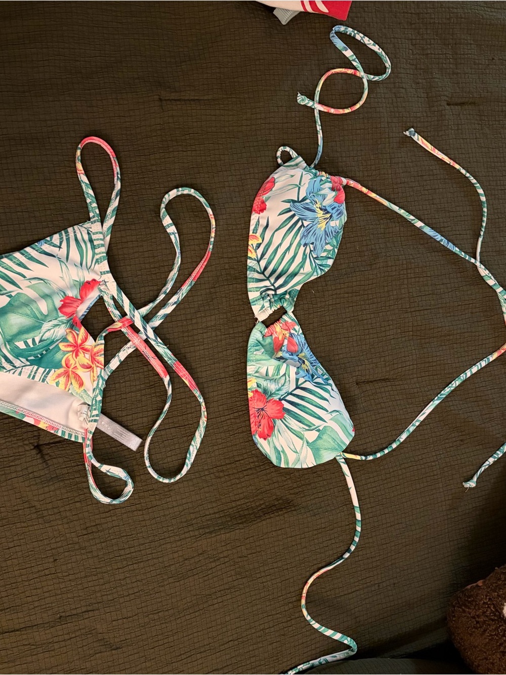 Floral Tropical Print Bikini set - Blue & Green